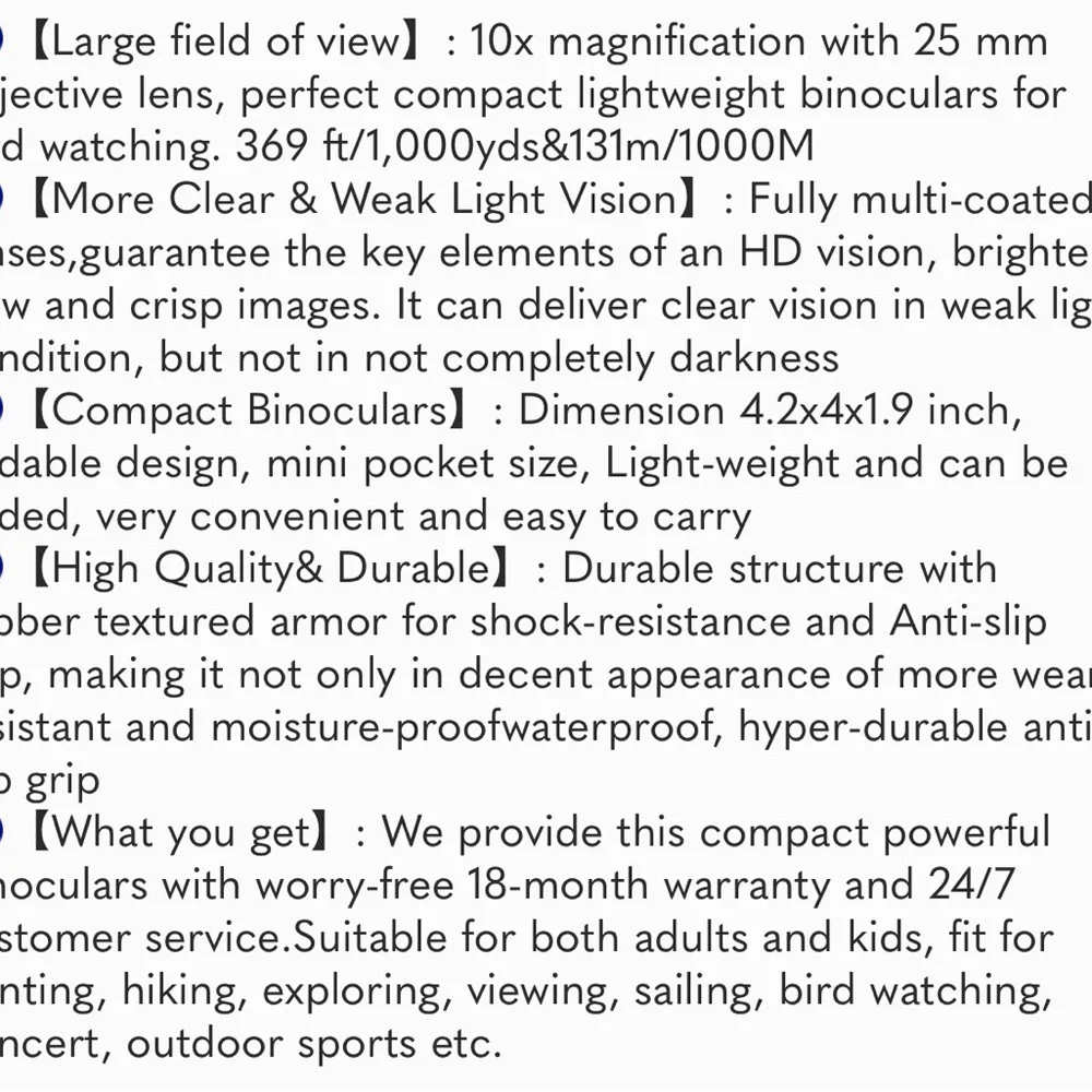 Compact Binoculars, High Powered Binoculars for Adults